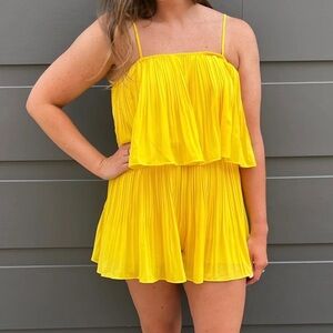 Pretty Garden Deep Golden Yellow Pleated Tiered Romper Large